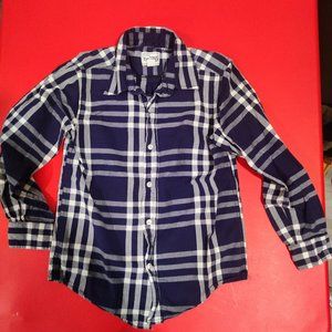 Place button down shirt dark blue plaid Boy's size M 7/8